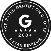 Top rated dentist on Google badge