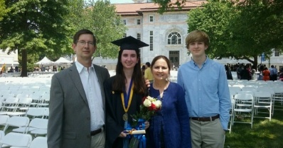Doctor Moulton with his family at his daughter's graduation