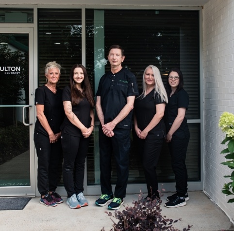 Hoover dental team standing outside of Moulton Dentistry of Hoover